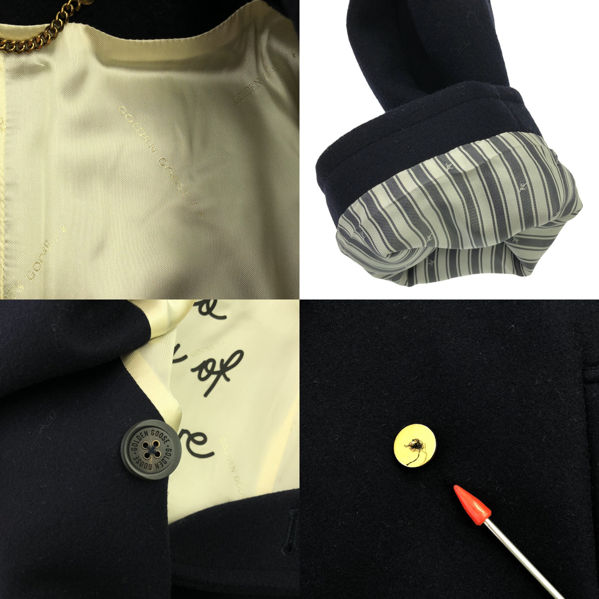 Deuxieme Classe / ドゥーズィエムクラス 【 GOLDEN GOOSE / ゴールデングース 】 金ボタン PEAコート / ロゴ総裏地