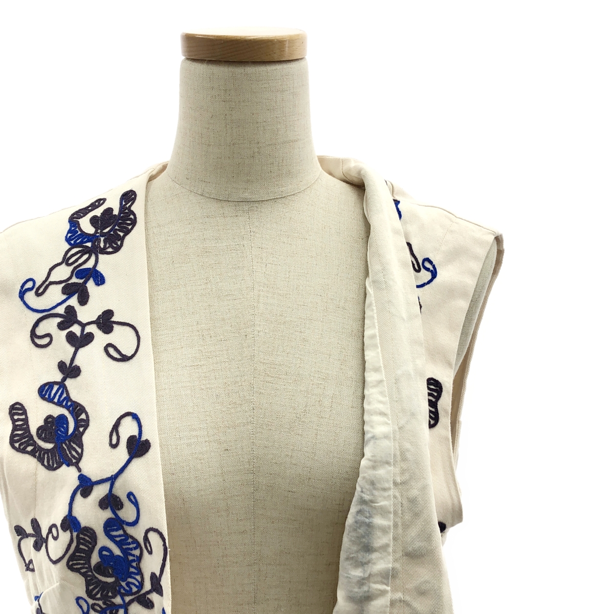 sara mallika / サラマリカ エンブロイダリー ポケット付き カシュクール ロング ベスト / 総裏地