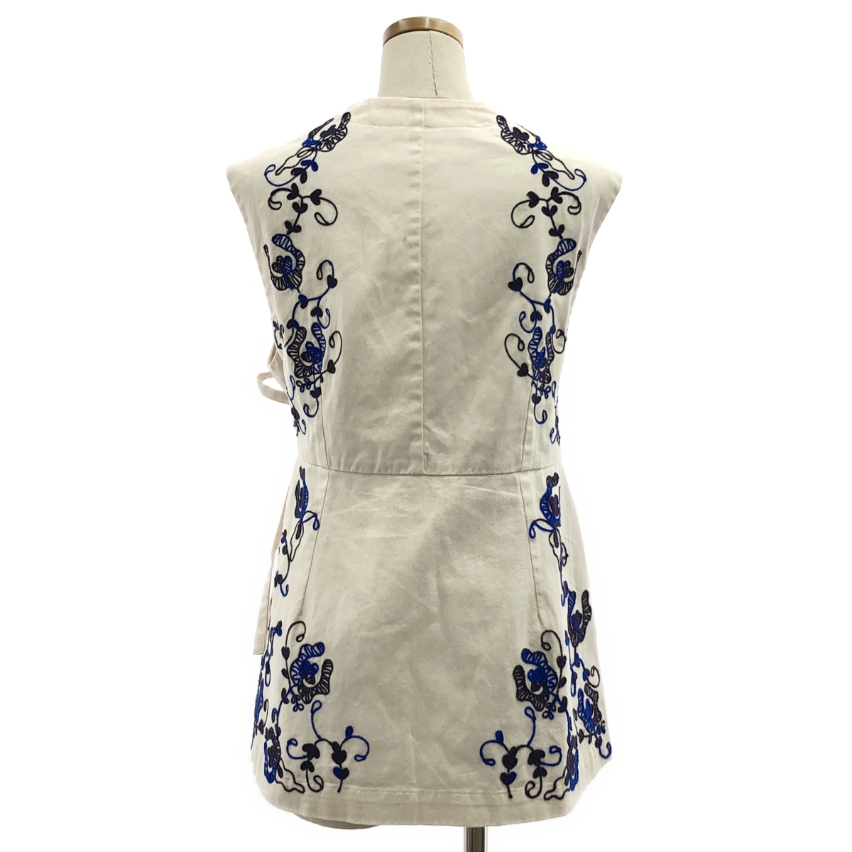 sara mallika / サラマリカ エンブロイダリー ポケット付き カシュクール ロング ベスト / 総裏地