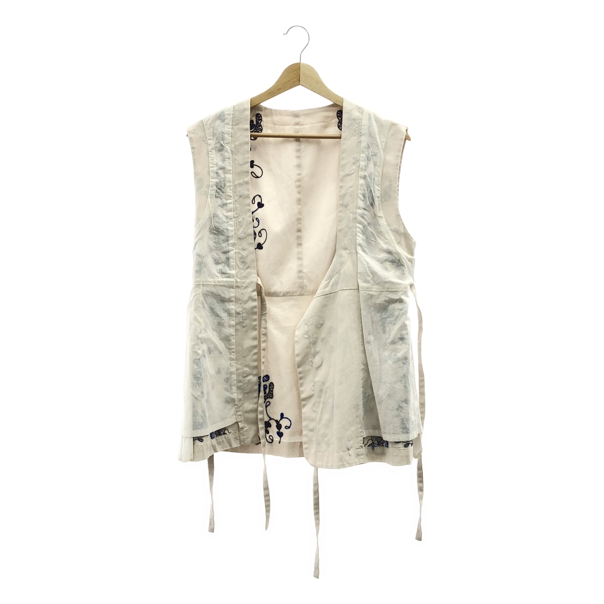 sara mallika / サラマリカ エンブロイダリー ポケット付き カシュクール ロング ベスト / 総裏地