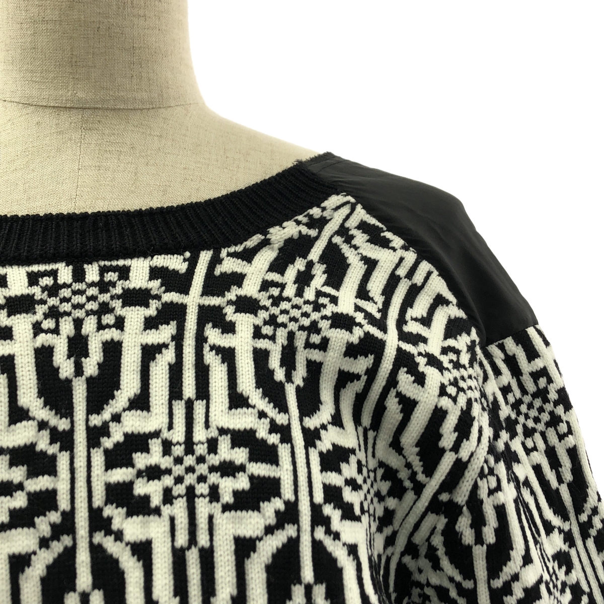 COMME des GARCONS / コムデギャルソン 異素材 切替 ジャガード クルーネック ニット セーター