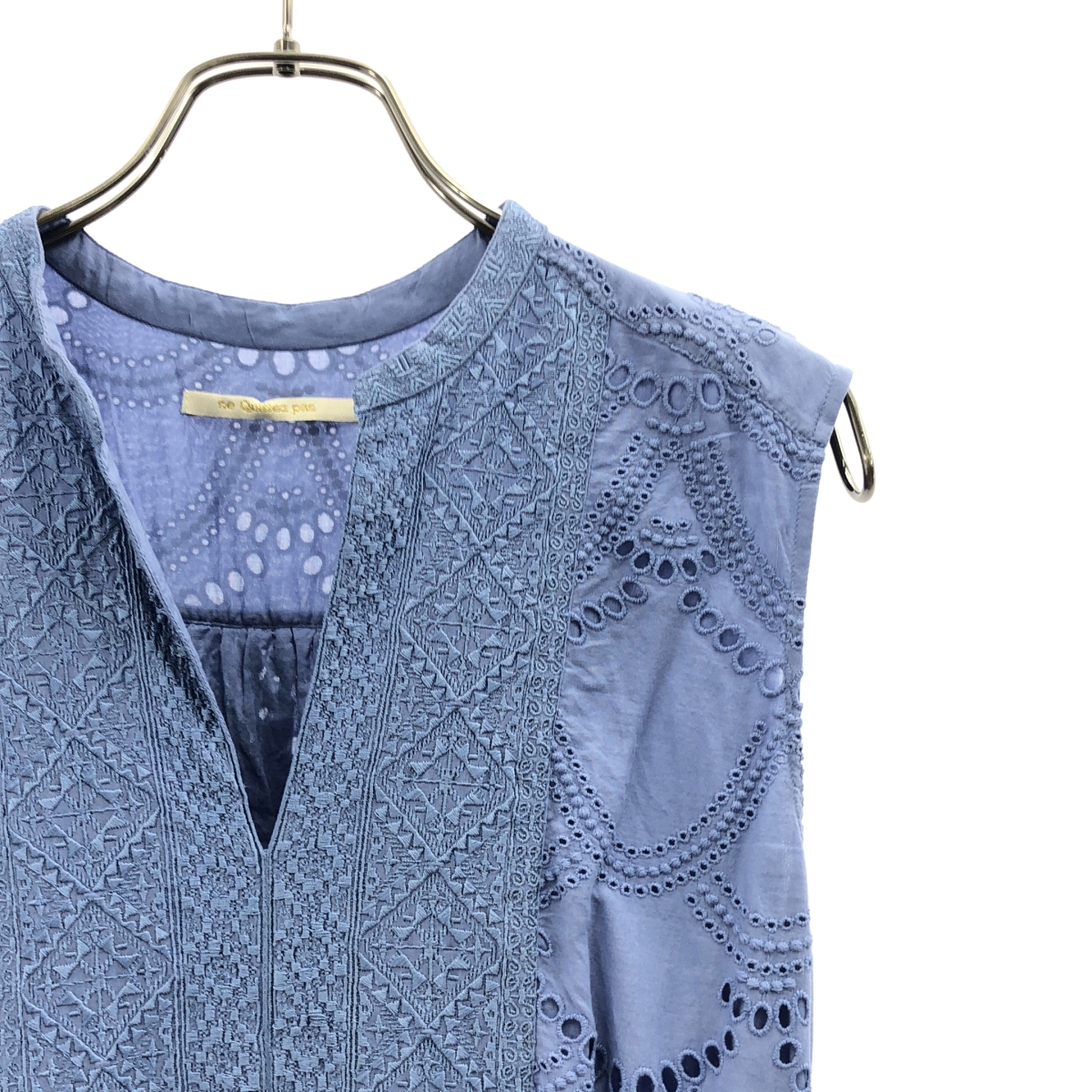 ne Quittez pas / ヌキテパ コットンボイル ヘムラ 刺しゅう ノースリーブワンピース