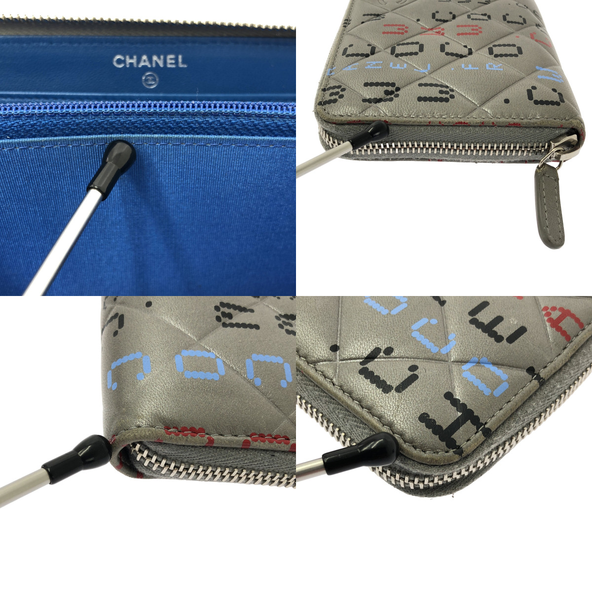 CHANEL / シャネル タイポグラフィ マトラッセ ラウンドファスナー ロングウォレット 長財布