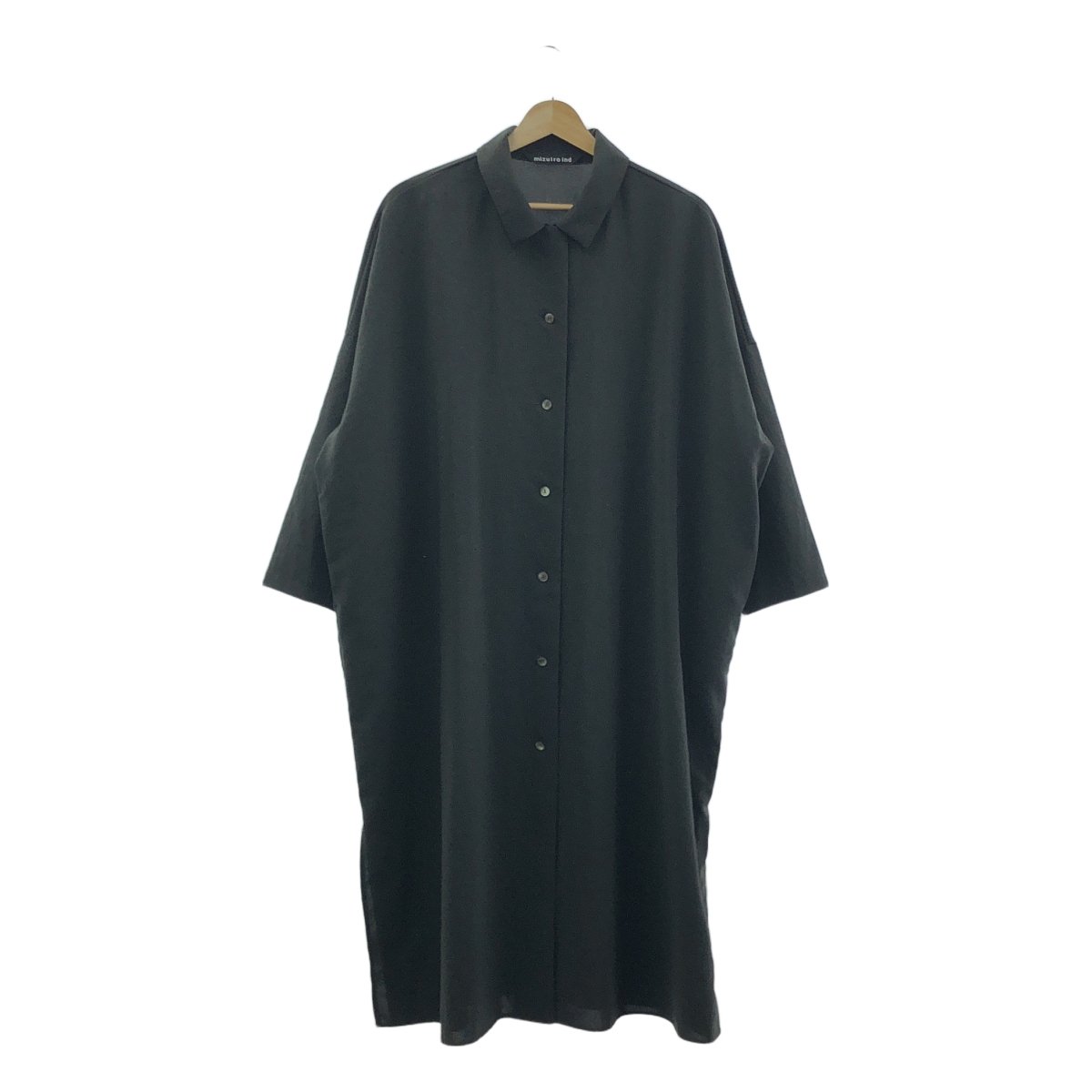 mizuiroind / ミズイロインド オープンカラー スリット シャツ ワンピース