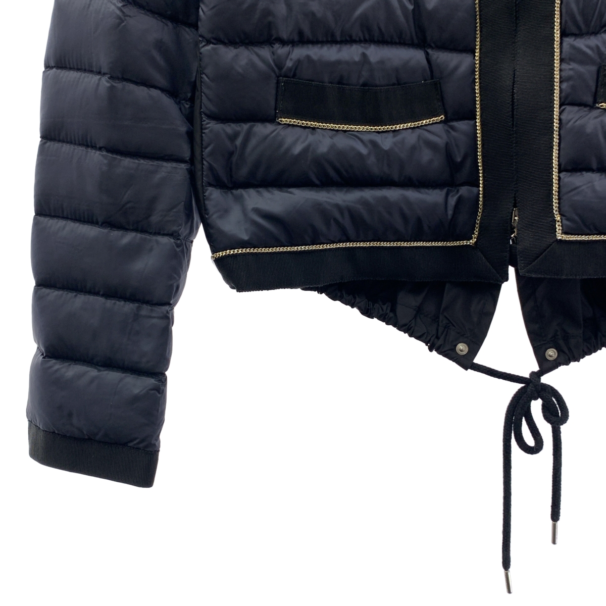 MONCLER / モンクレール YAEKO / チェーン装飾 ロゴジップ ノーカラー ダウンジャケット ブルゾン