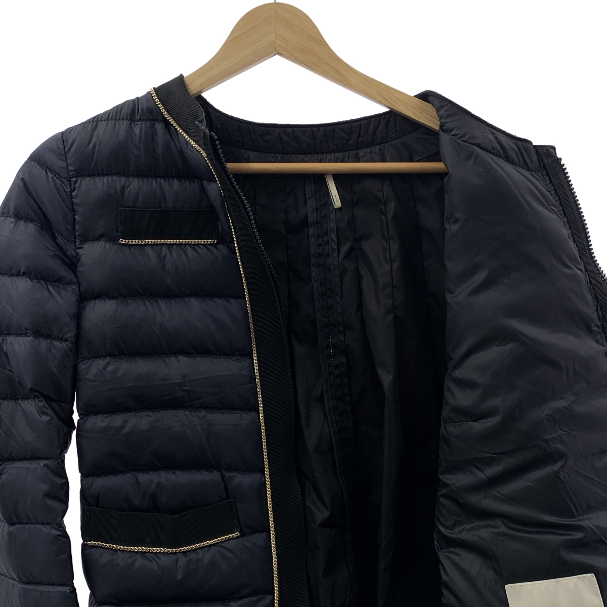 MONCLER / モンクレール YAEKO / チェーン装飾 ロゴジップ ノーカラー ダウンジャケット ブルゾン