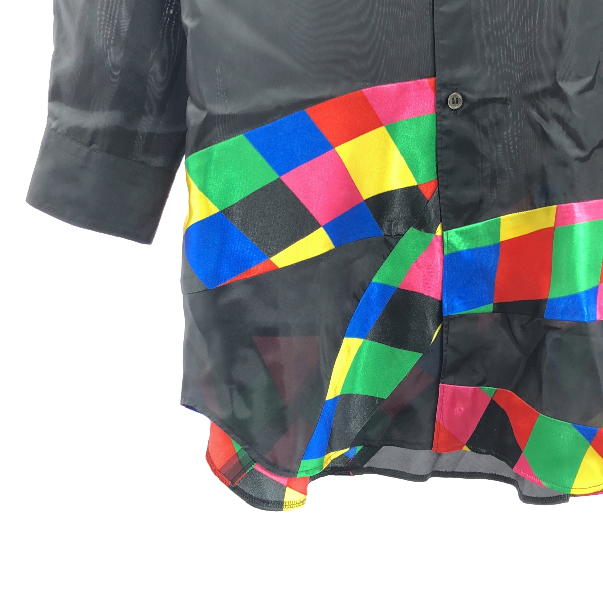 COMME des GARCONS HOMME PLUS / コムデギャルソンオムプリュス 裾カラーチャート切替 キュプラ ロングシャツ