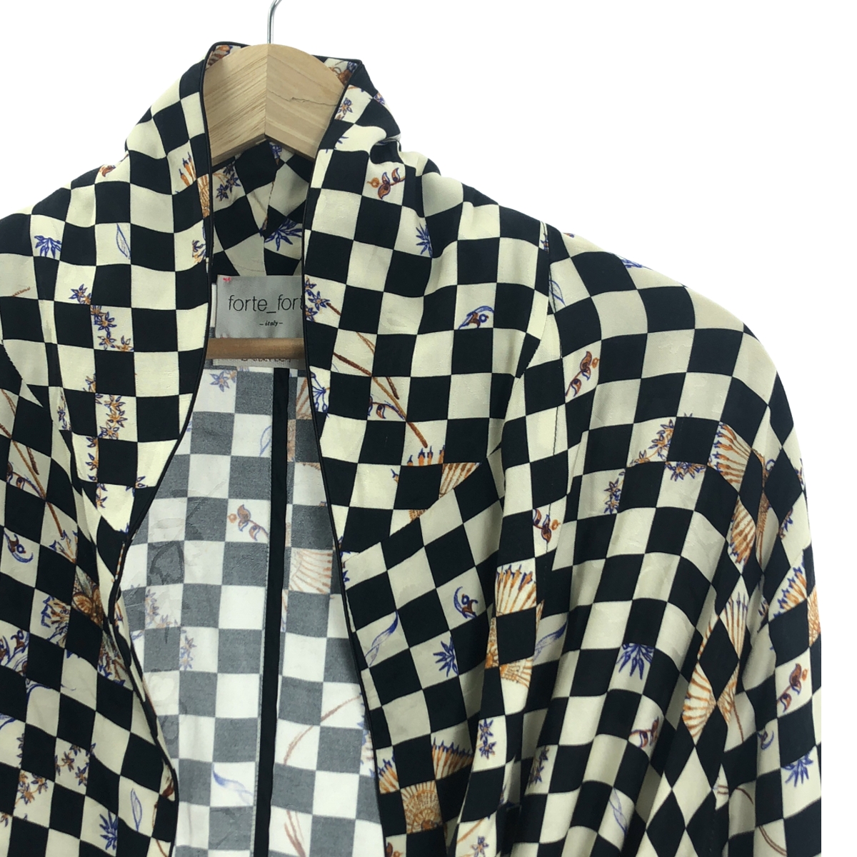 その他 ショールカラー チェッカー カシュクール レーヨンジャケット