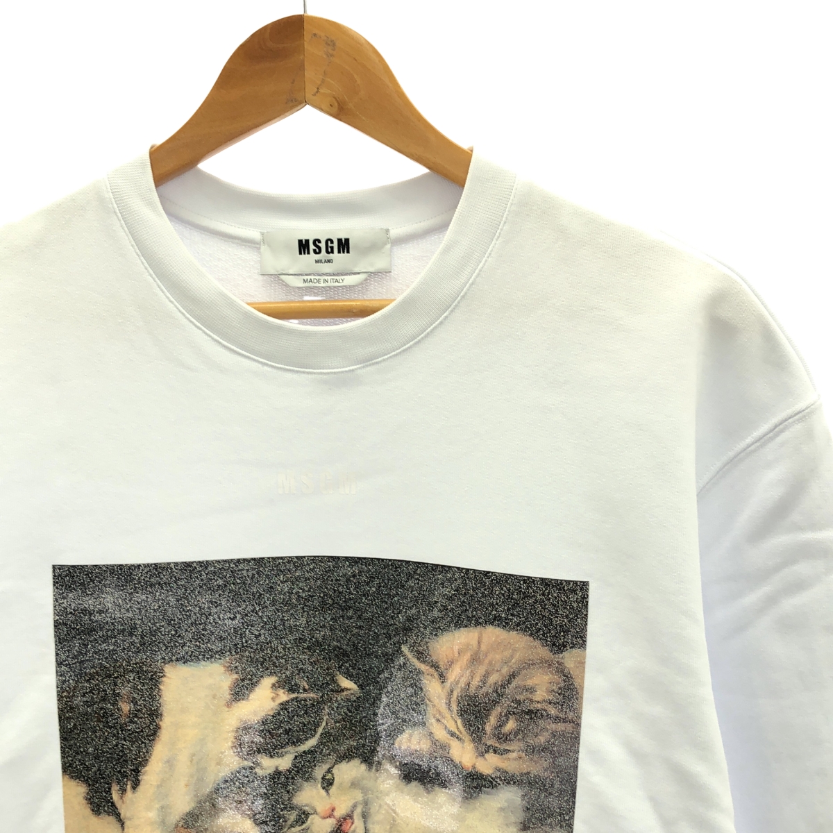 MSGM / エムエスジーエム キャット 猫 プリント ラメ加工 クルーネック スウェット プルオーバー