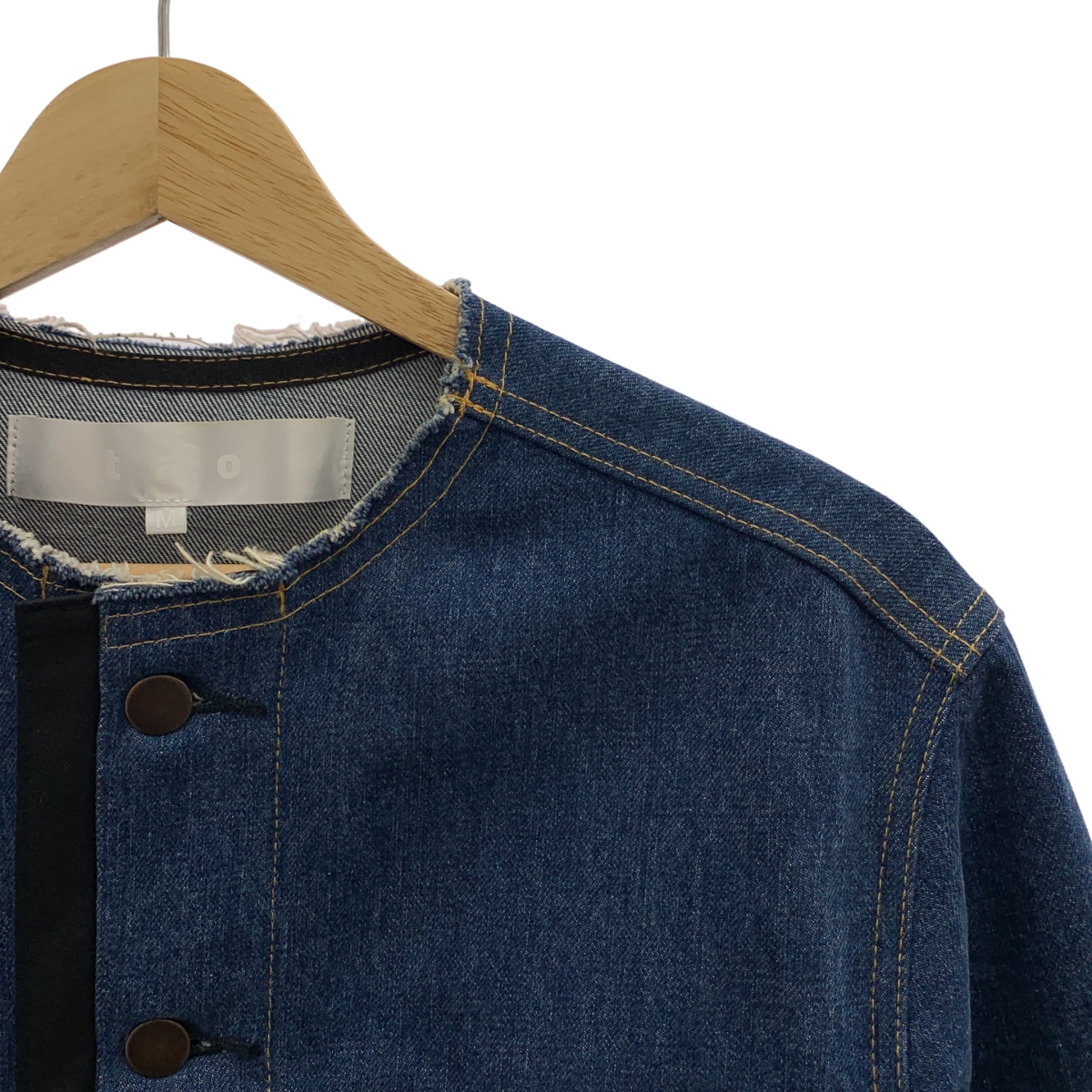 tao COMME des GARCONS / タオコムデギャルソン 異素材切替 デニム ノーカラー ジャケット