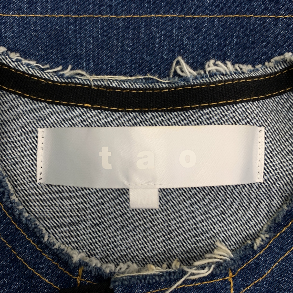 tao COMME des GARCONS / タオコムデギャルソン 異素材切替 デニム ノーカラー ジャケット