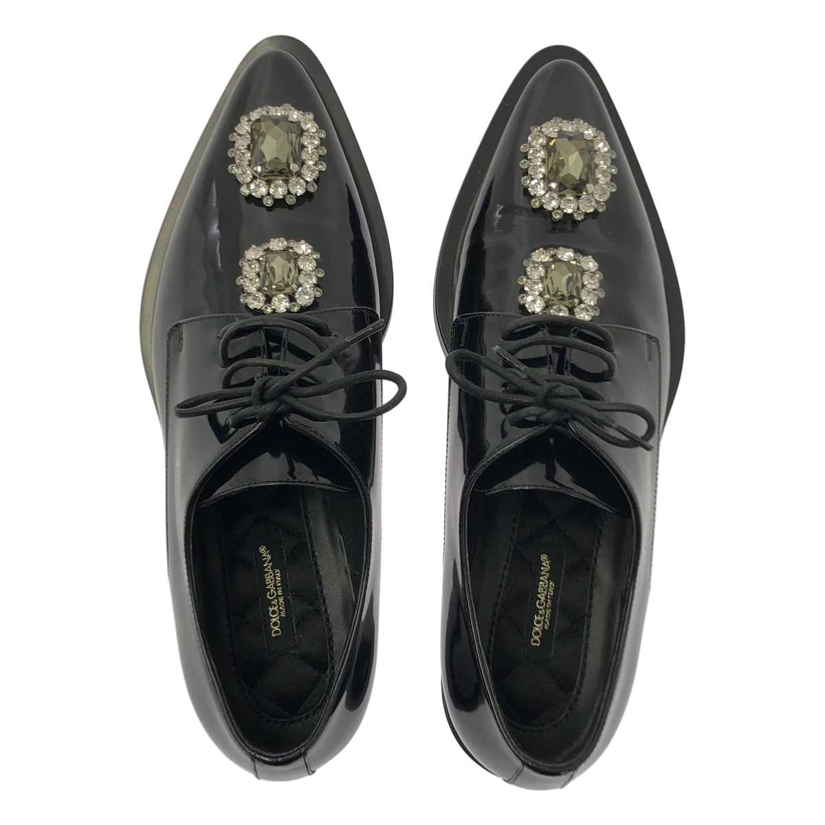 DOLCE&GABBANA / ドルチェ&ガッバーナドルガバ ビジュー ポインテッドトゥ レースアップ シューズ