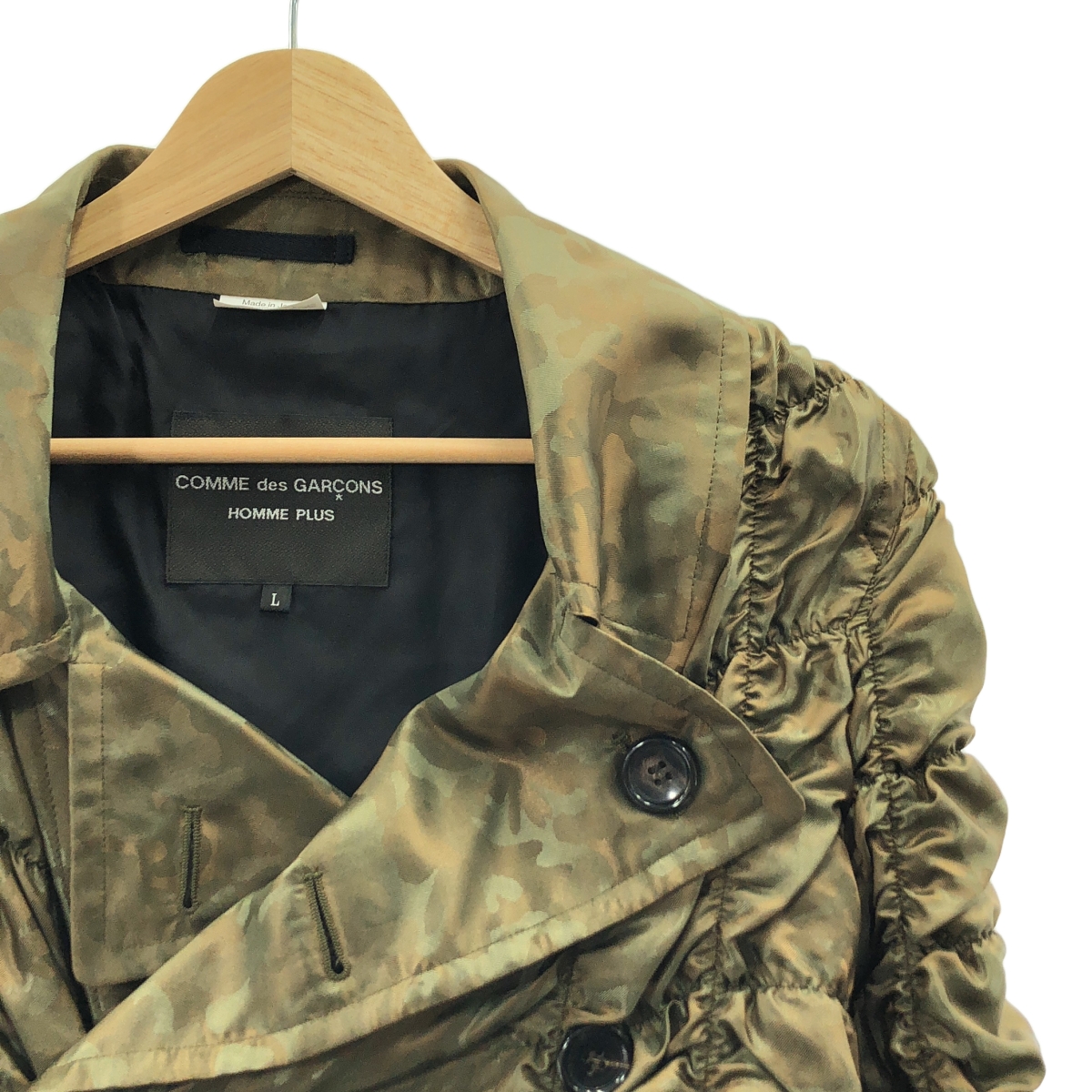 COMME des GARCONS HOMME PLUS / コムデギャルソンオムプリュス 迷彩 ジャカード シャーリング ダブルブレスト コート