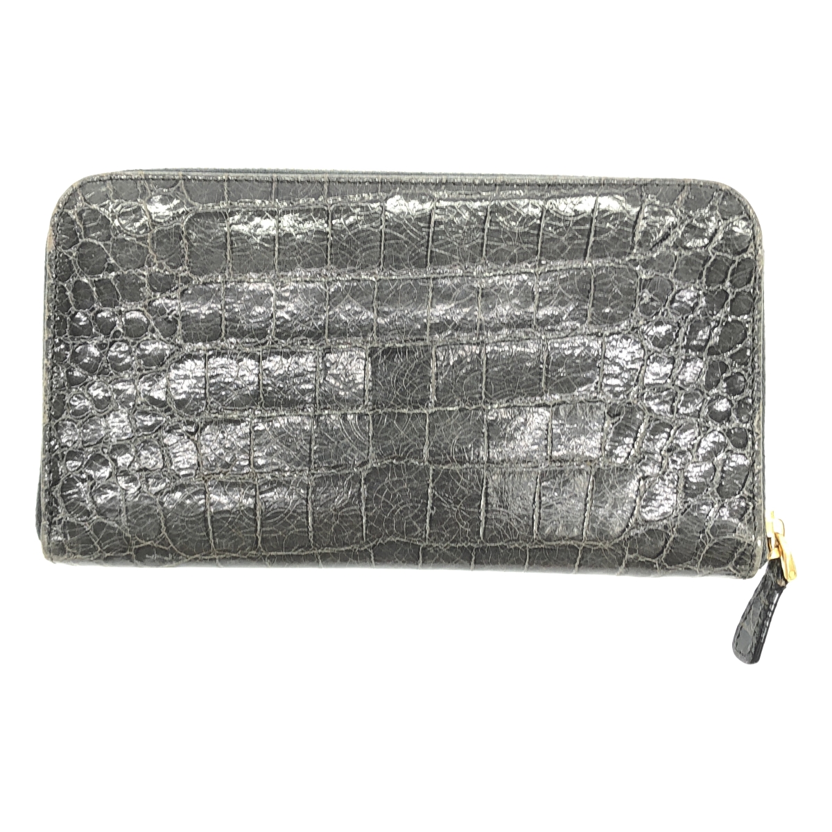 miu miu / ミュウミュウ クロコ型押し ラウンドジップ ウォレット