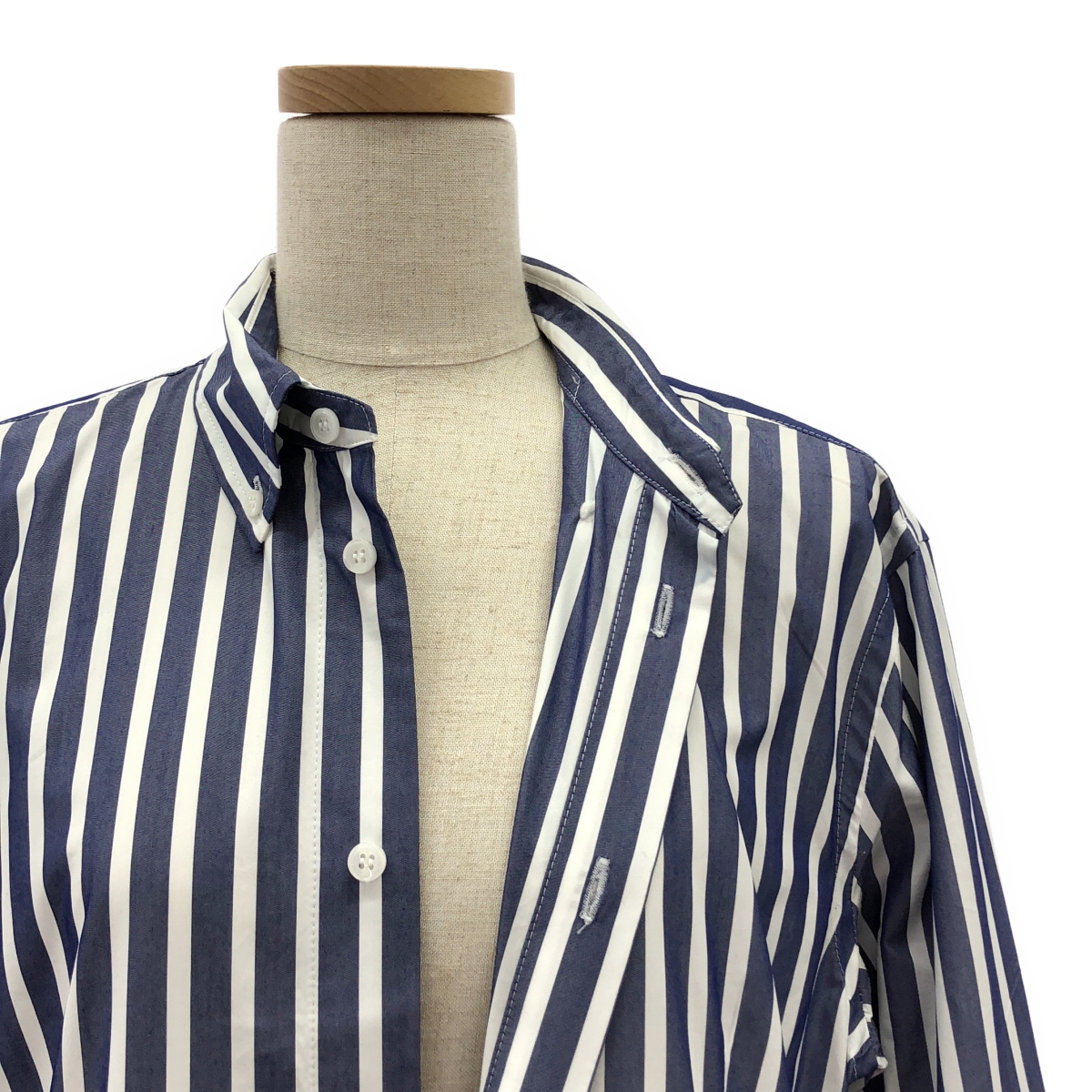 SINME / シンメ ドッキング ストライプ シャツ ワンピース