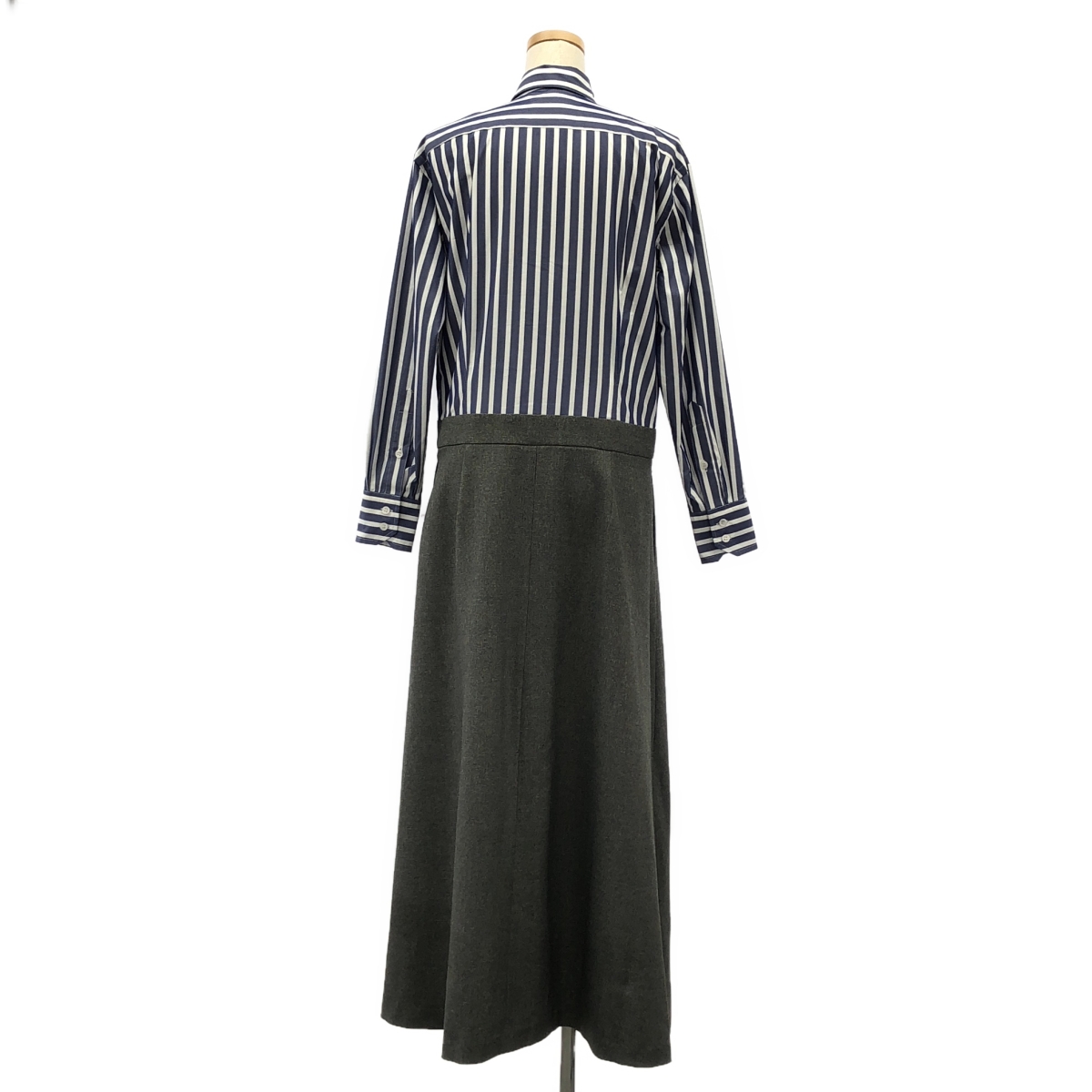 SINME / シンメ ドッキング ストライプ シャツ ワンピース