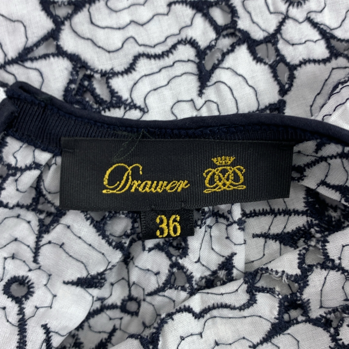 Drawer / ドゥロワー コットン フラワー レース エンブロイダリー ノースリーブ ブラウス