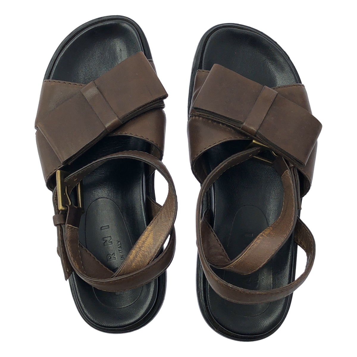 MARNI / マルニ アンクルストラップ リボン レザーサンダル