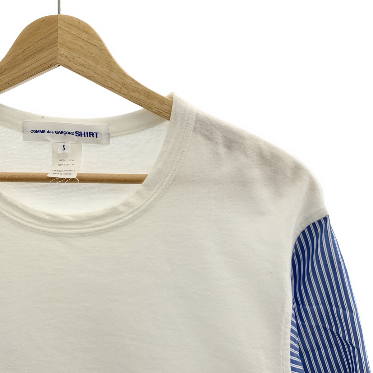 COMME des GARCONS SHIRT / コムデギャルソンシャツ ストライプシャツスリーブ 切替 コットンカットソー