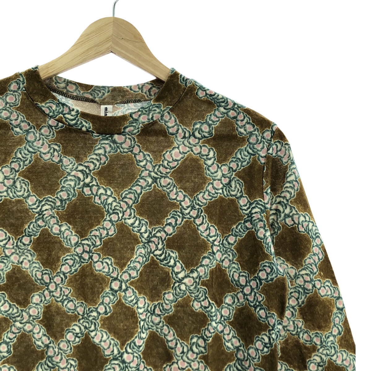 mina perhonen / ミナペルホネン petal check / ペタルチェック 総柄 クルーネック カットソー