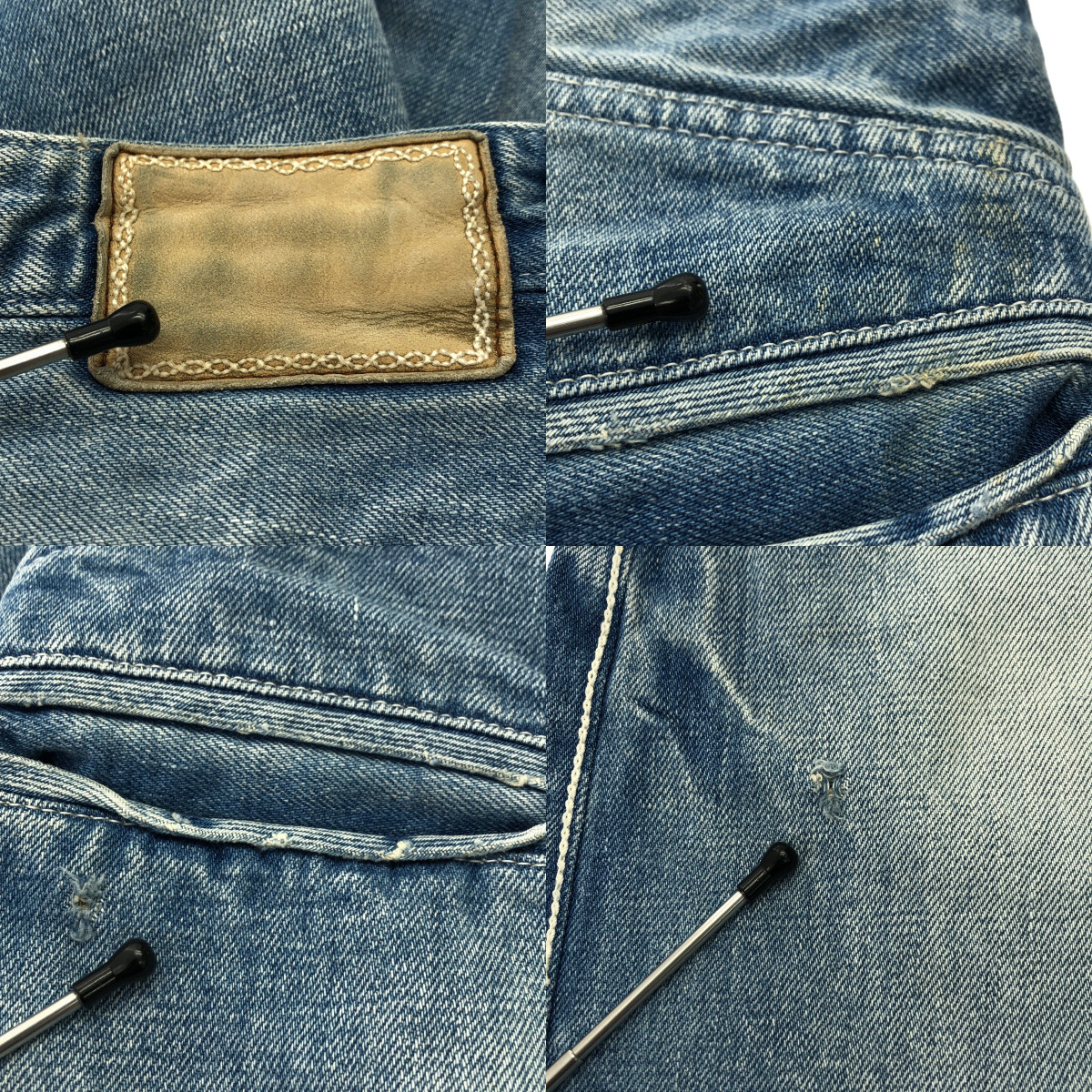 mina perhonen / ミナペルホネン always / オールウェイズ ダメージ加工 レザーパッチ デニムパンツ