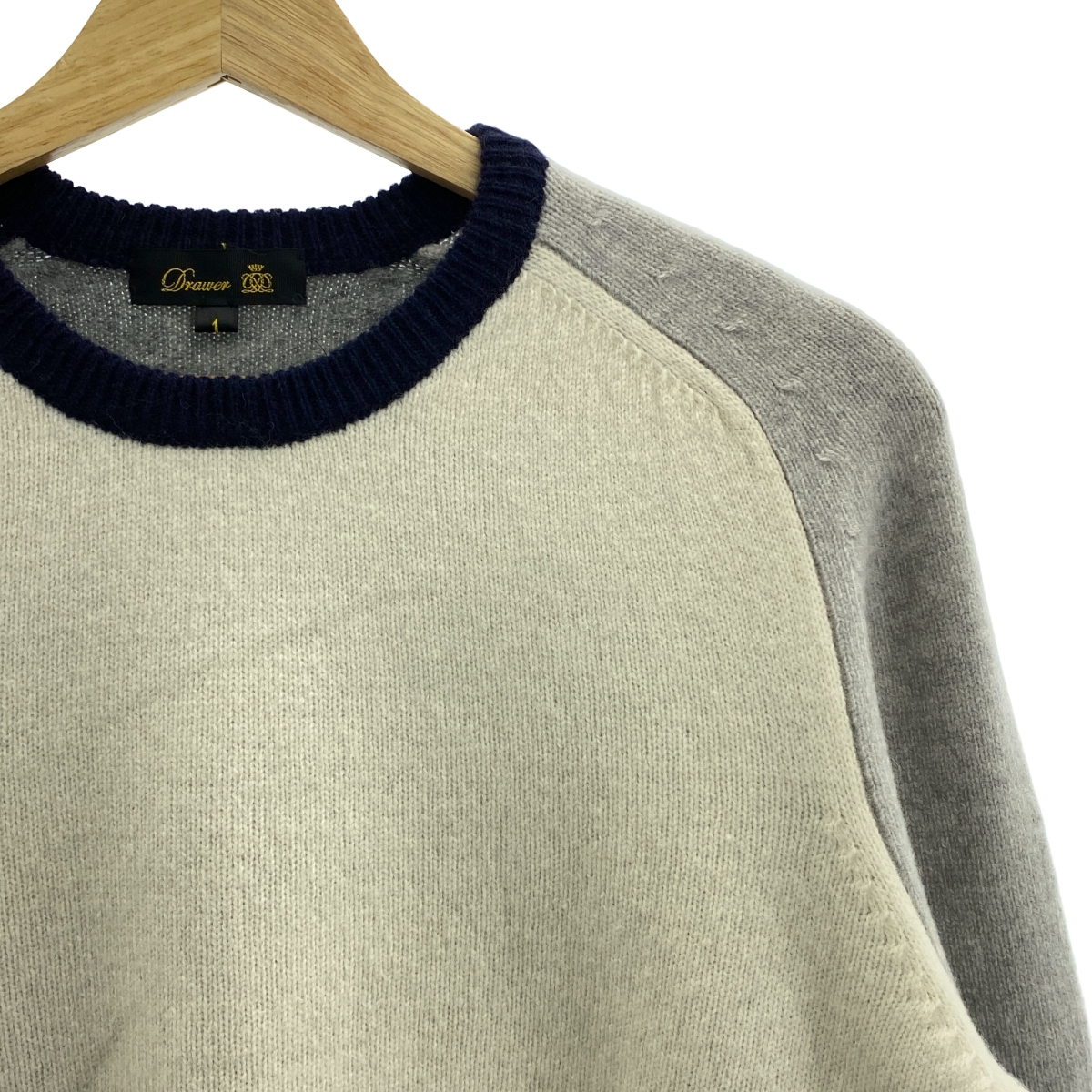 Drawer / ドゥロワー ウール パネル クルーネック ニット セーター