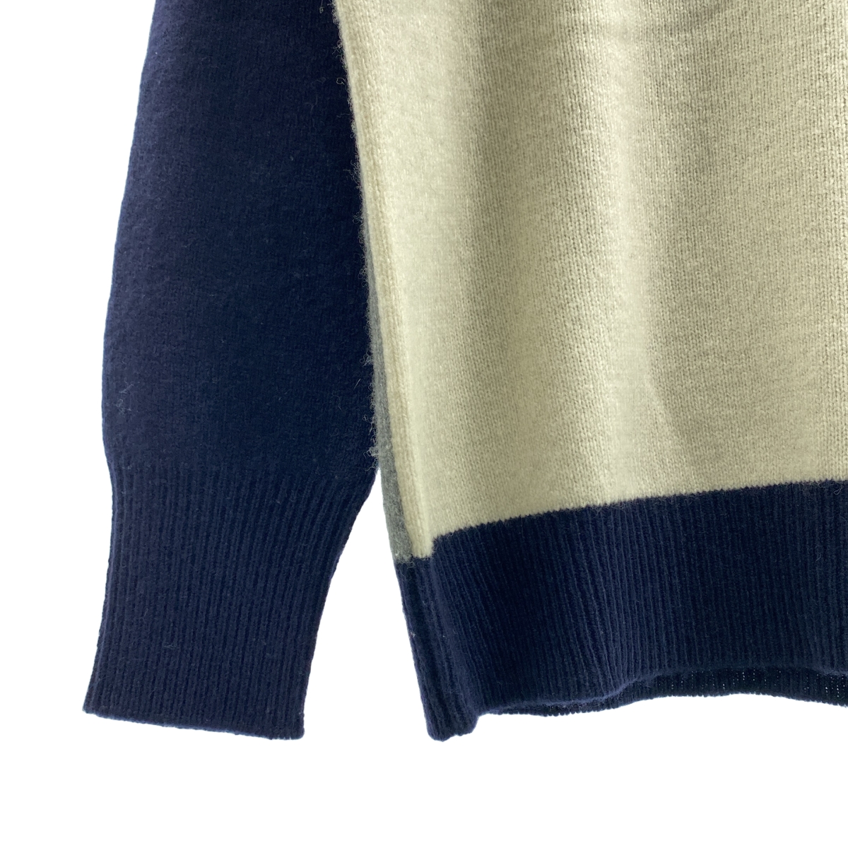 Drawer / ドゥロワー ウール パネル クルーネック ニット セーター