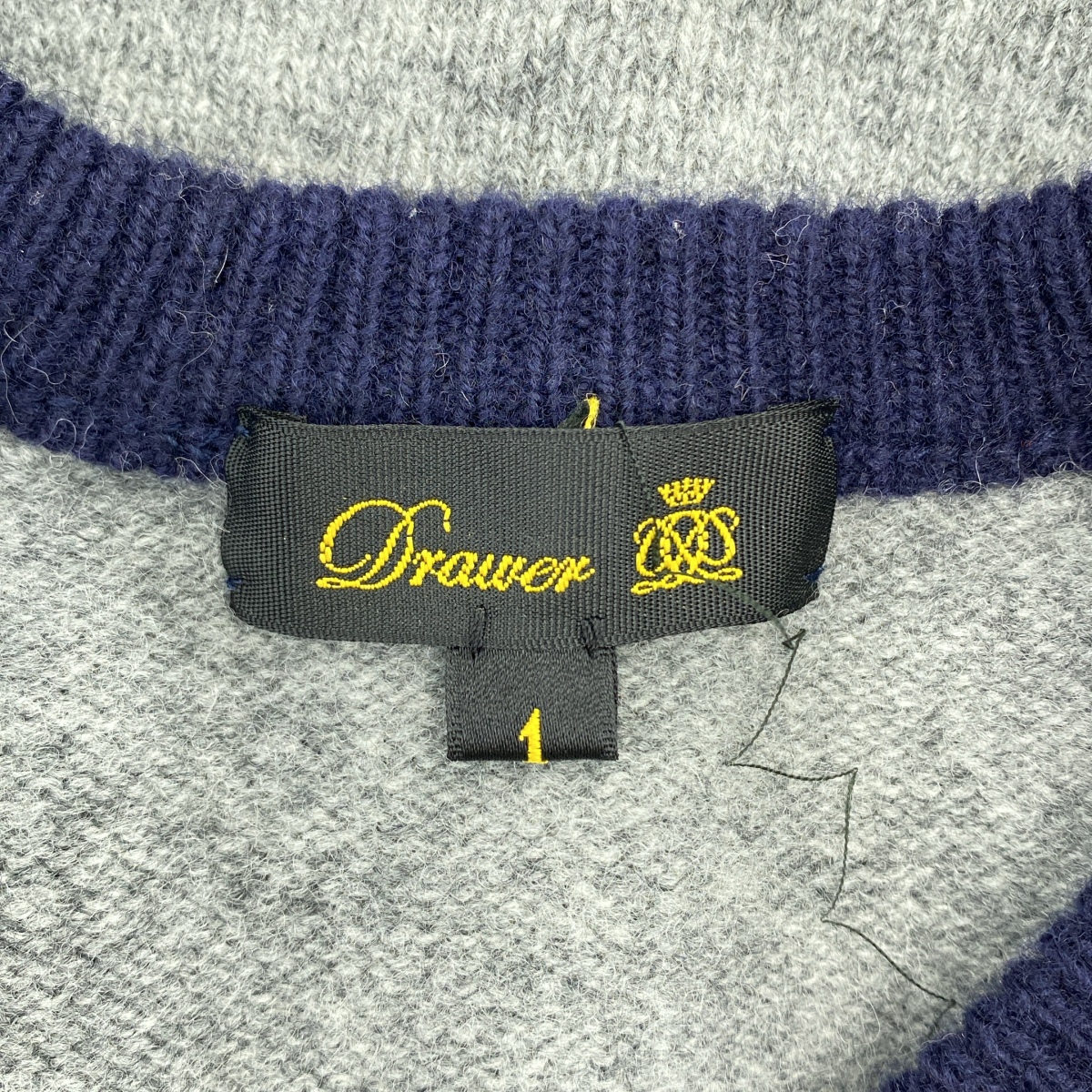 Drawer / ドゥロワー ウール パネル クルーネック ニット セーター