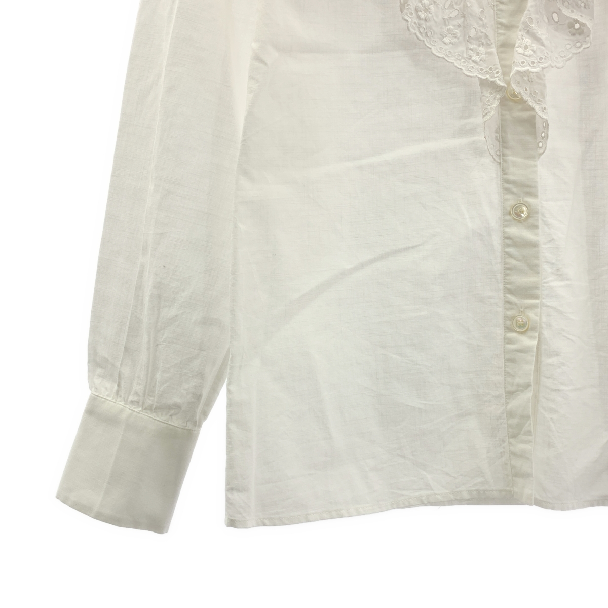 CELINE / セリーヌ レース刺しゅう ピンタック フリル ブラウス