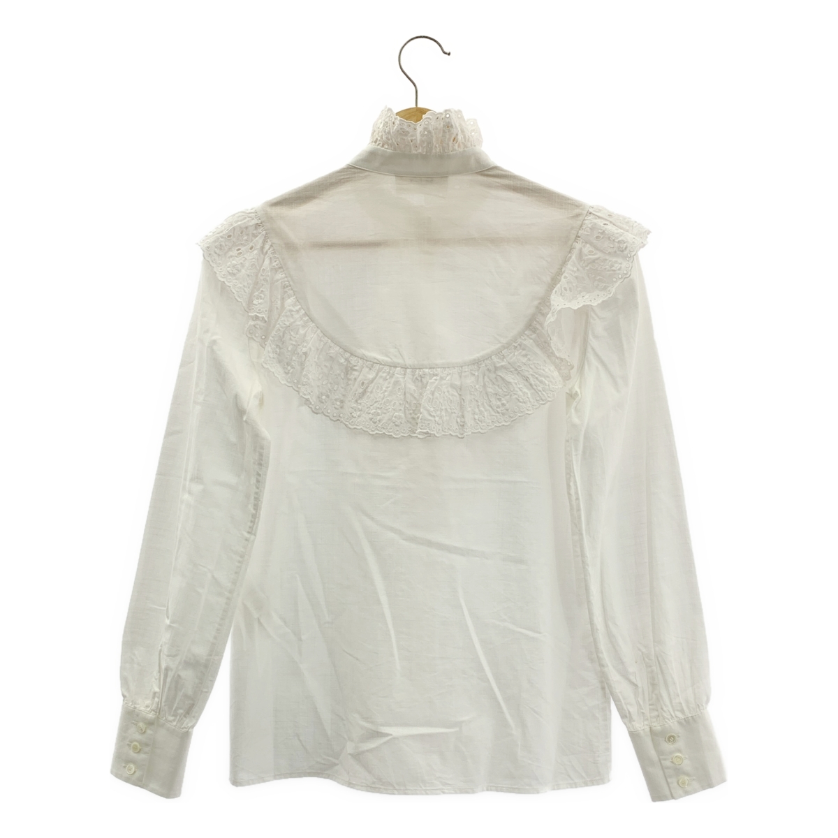 CELINE / セリーヌ レース刺しゅう ピンタック フリル ブラウス