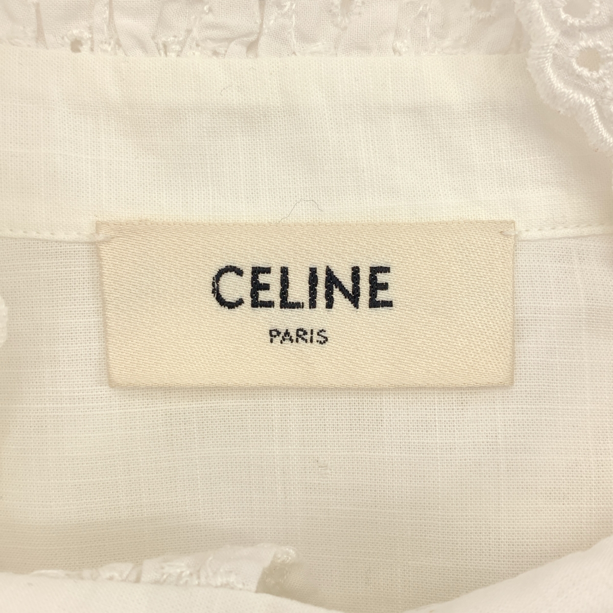 CELINE / セリーヌ レース刺しゅう ピンタック フリル ブラウス