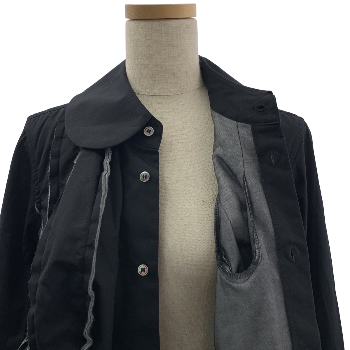 COMME des GARCONS / コムデギャルソン コットン 丸襟 インサイドアウト オーバー シャツ ブラウス