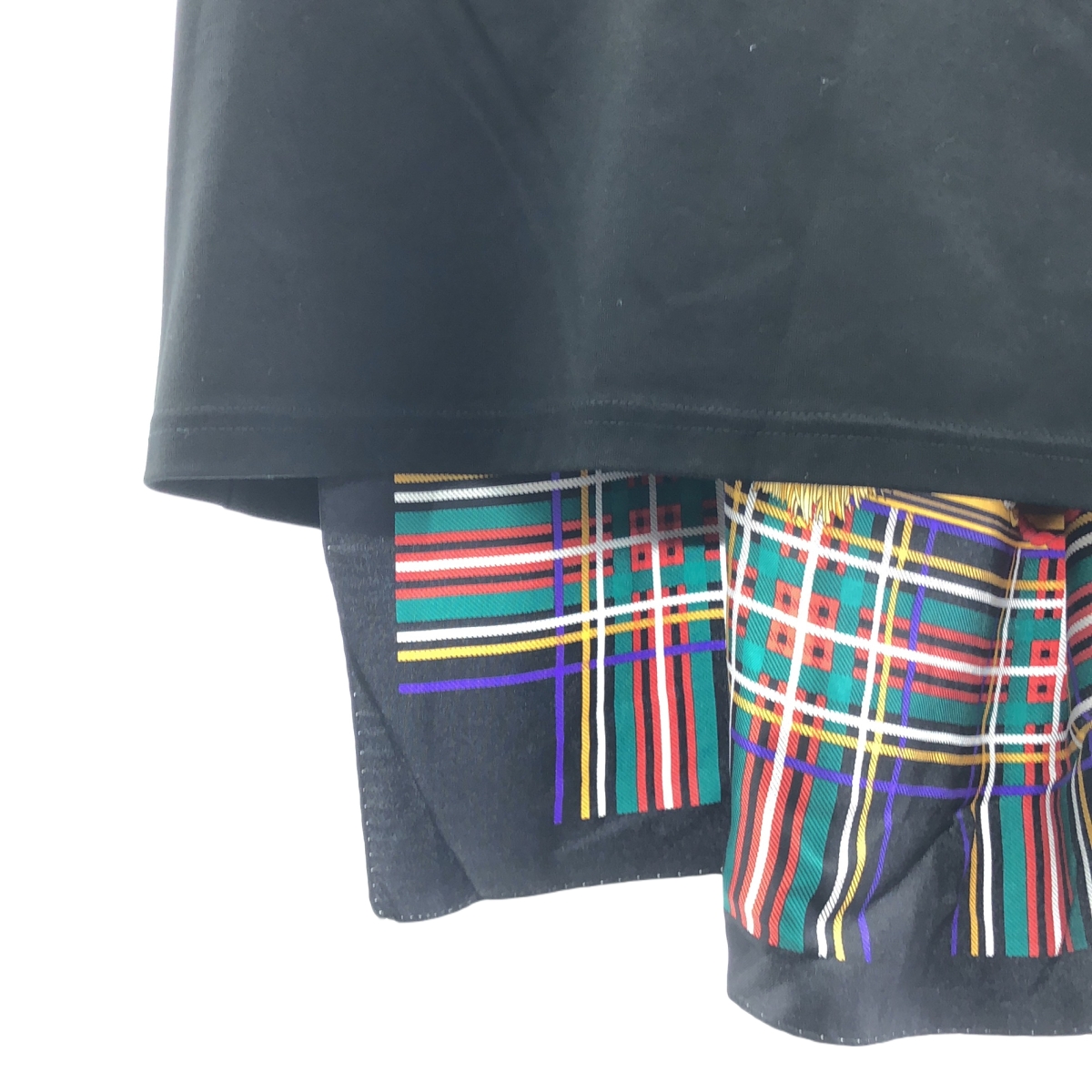 JUNYA WATANABE / ジュンヤワタナベ Dark Knight × チェック柄 シルクスカーフ ドッキング Tシャツ