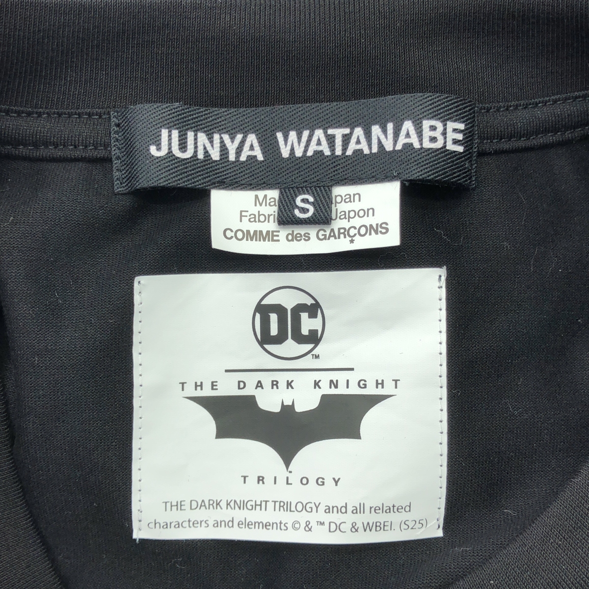 JUNYA WATANABE / ジュンヤワタナベ Dark Knight × チェック柄 シルクスカーフ ドッキング Tシャツ