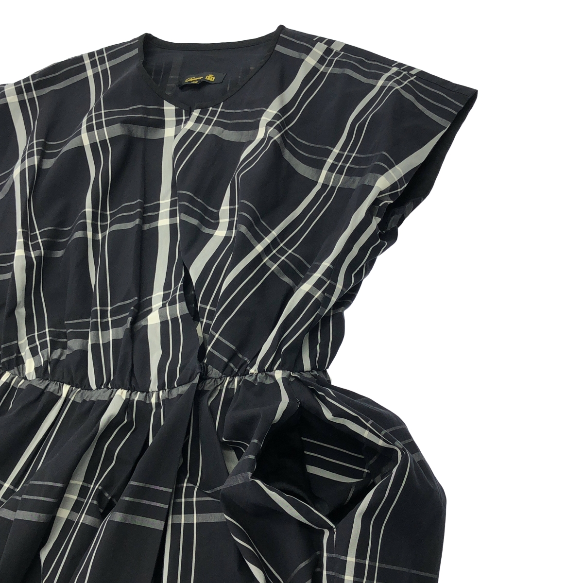 Drawer / ドゥロワー BESTE社 チェック生地 ポケット付き ギャザー ボリューム ドレス ワンピース