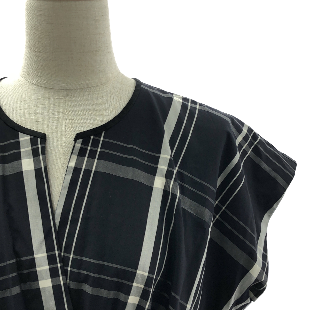 Drawer / ドゥロワー BESTE社 チェック生地 ポケット付き ギャザー ボリューム ドレス ワンピース