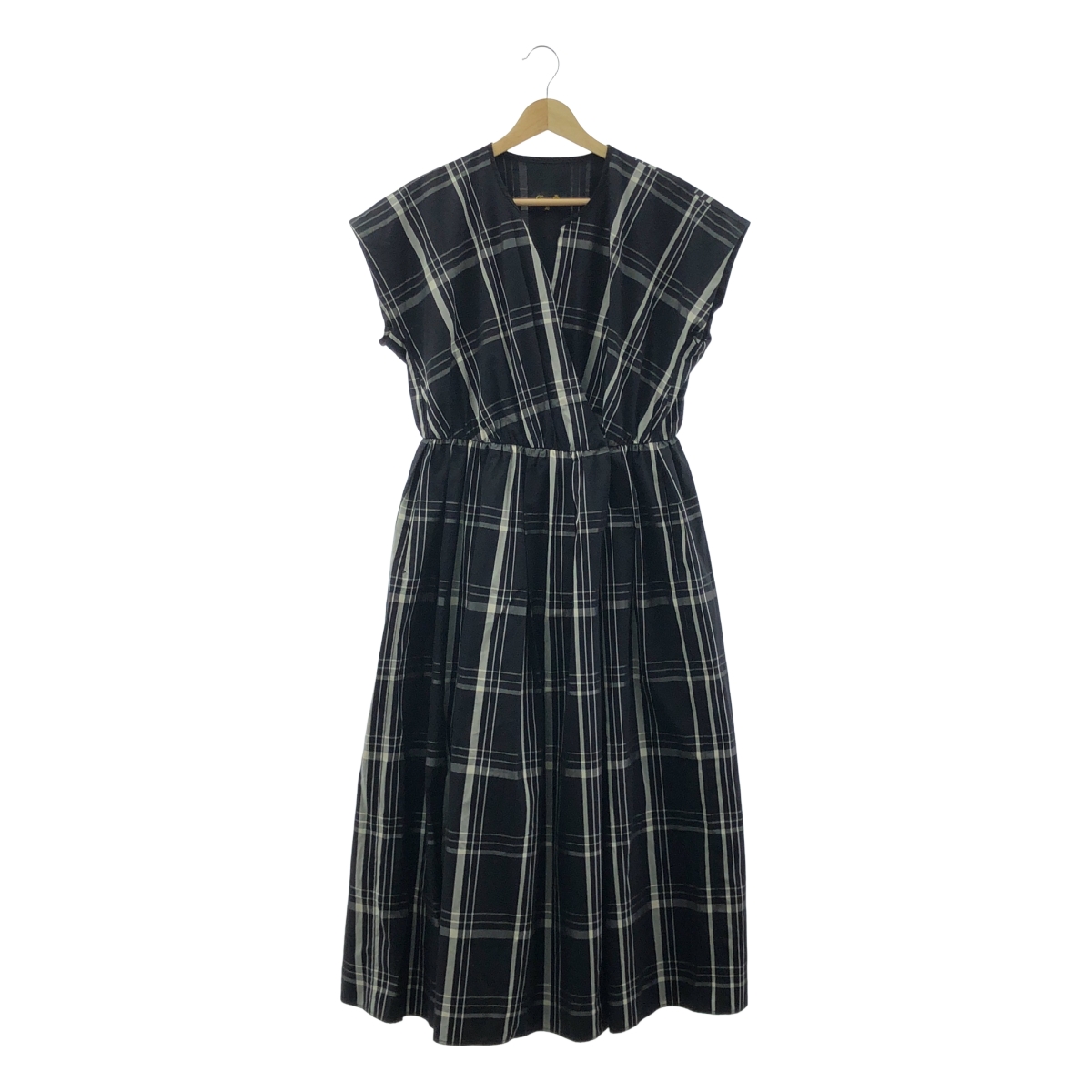 Drawer / ドゥロワー BESTE社 チェック生地 ポケット付き ギャザー ボリューム ドレス ワンピース