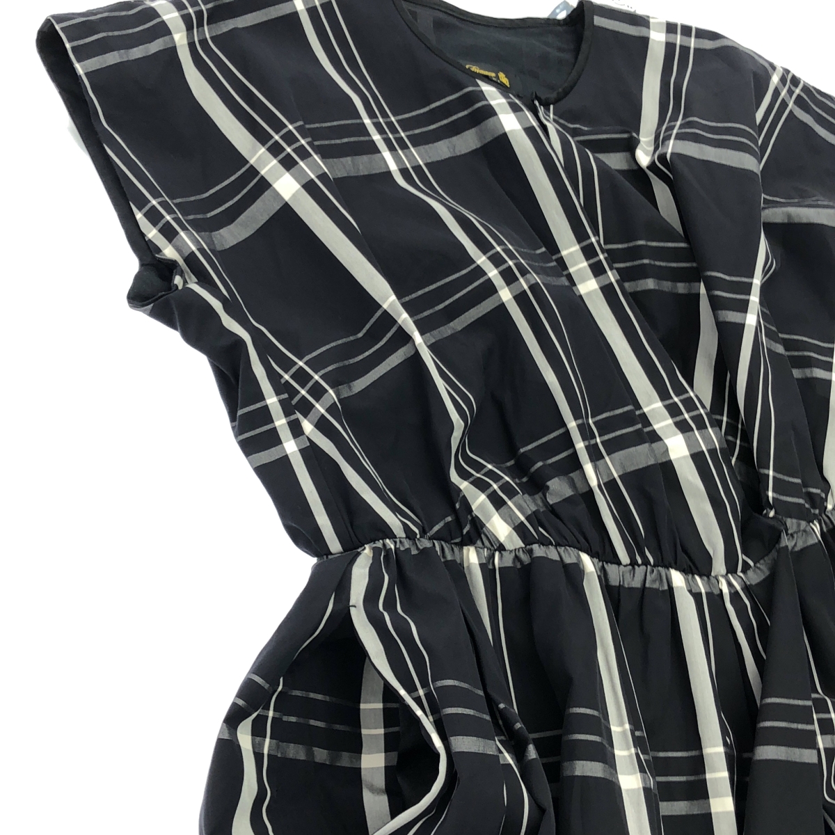 Drawer / ドゥロワー BESTE社 チェック生地 ポケット付き ギャザー ボリューム ドレス ワンピース