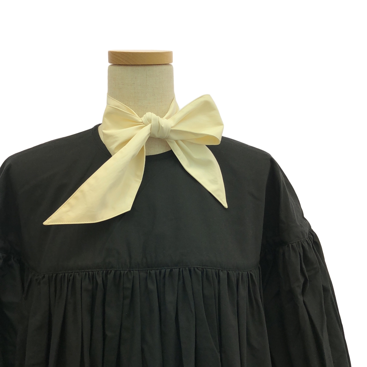 その他 コットン リボン付 フレア ロング ワンピース