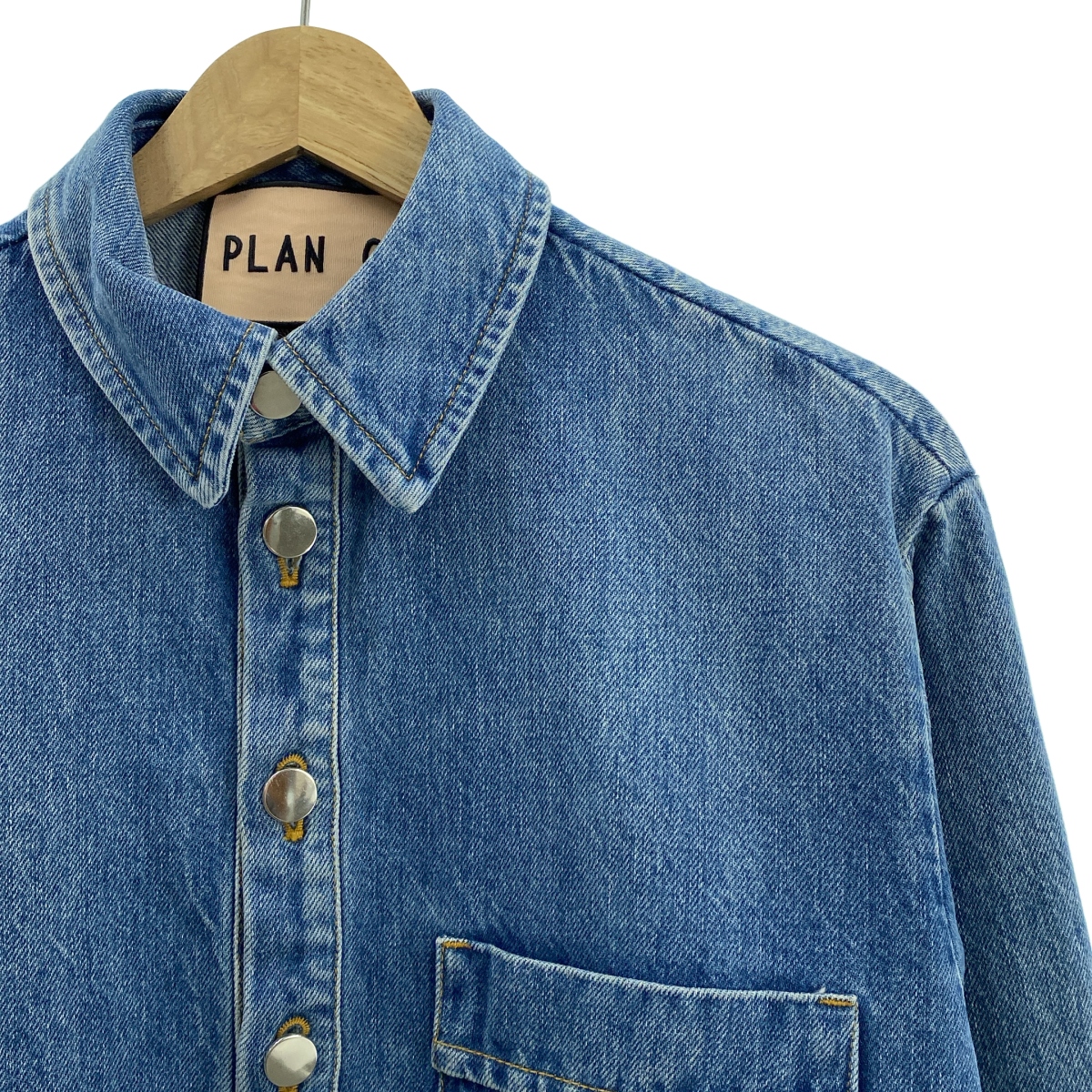Plan C / プランシー スプリットヘム メタルボタン オーバーサイズ プルオーバー デニムシャツ