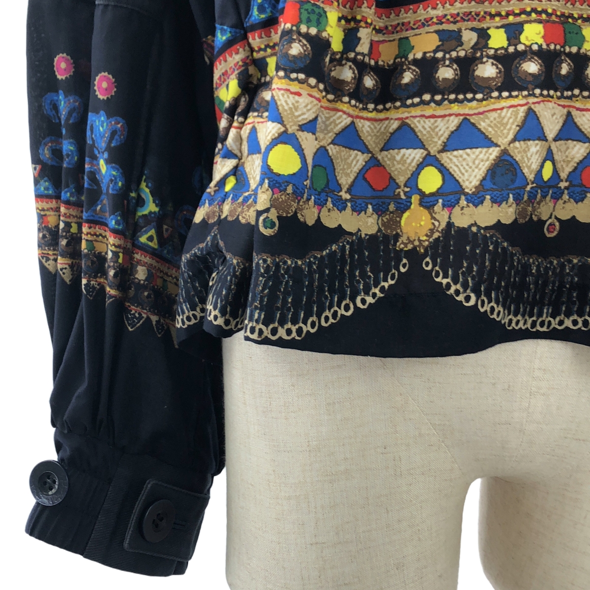 sacai / サカイ Tribal Lace ドッキング プリント長袖ブラウス