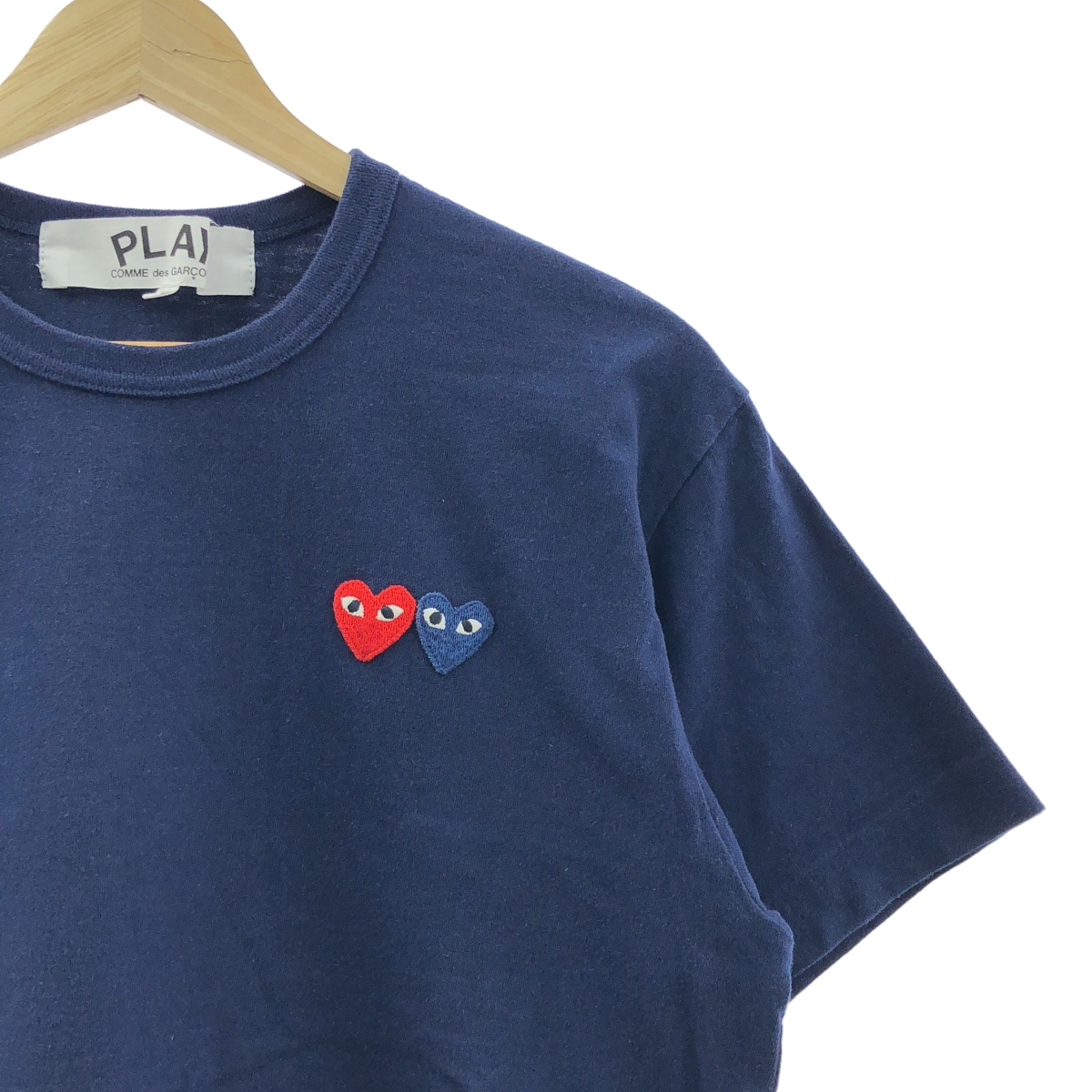 PLAY COMME des GARCONS / プレイコムデギャルソン コットン ダブルハート ワッペン クルーネックカットソー