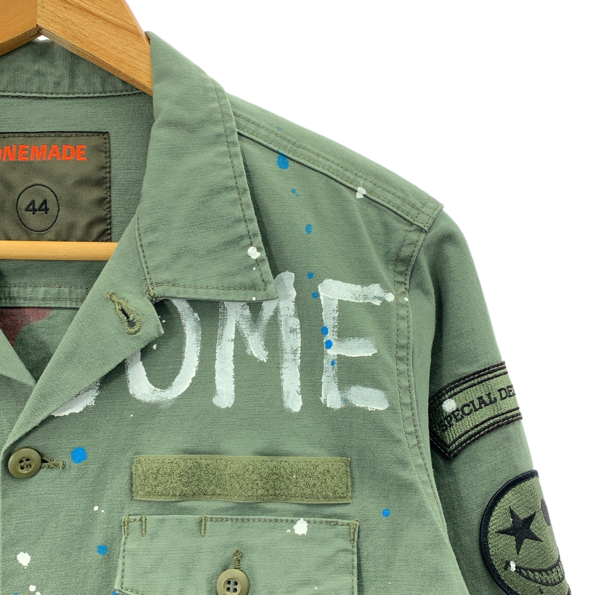 ONE MADE / ワンメイド ワッペン ペイント ミリタリーシャツ