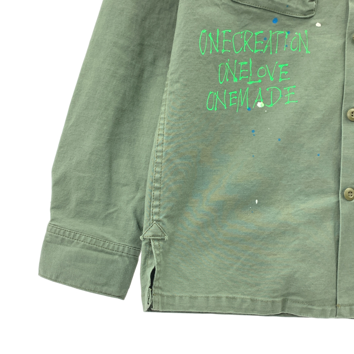 ONE MADE / ワンメイド ワッペン ペイント ミリタリーシャツ