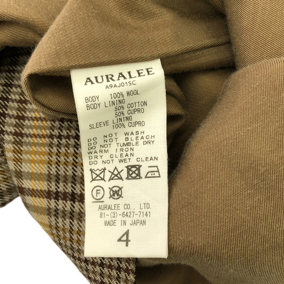 AURALEE / オーラリー WOOL SERGE CHECK JACKET チェック テーラードジャケット