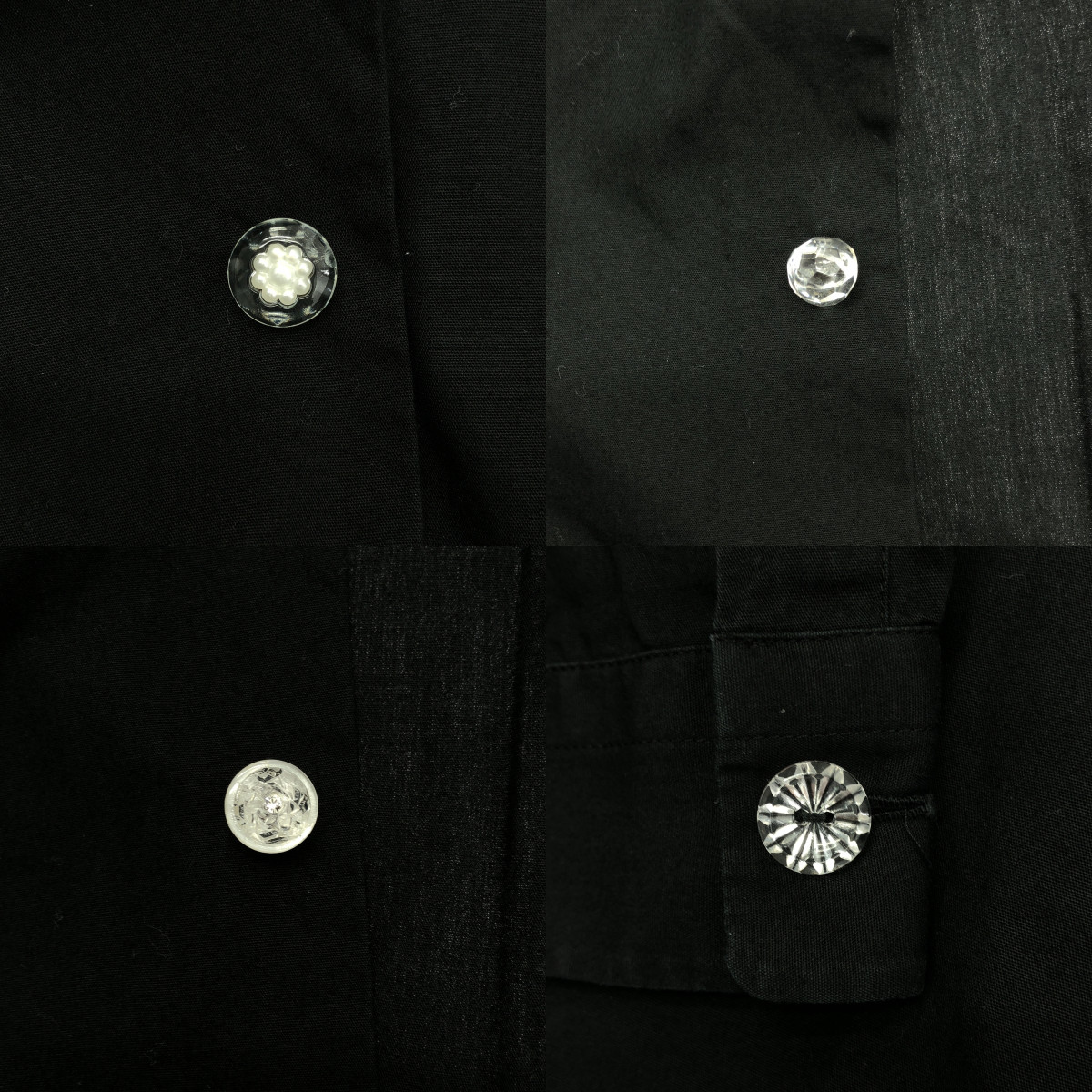 tricot COMME des GARCONS / トリココムデギャルソン コットン レース装飾 マルチボタン 丸襟 シャツ ブラウス