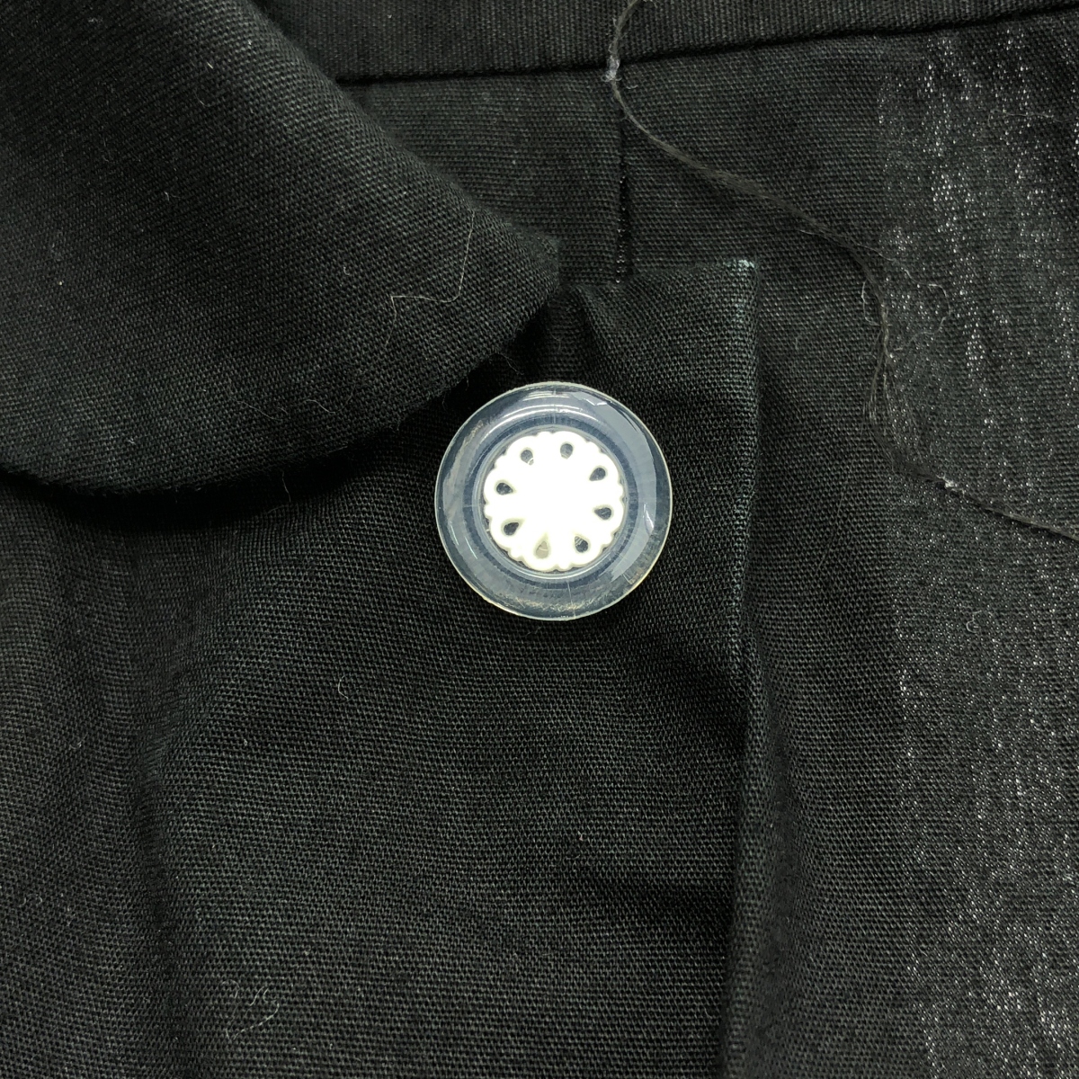 tricot COMME des GARCONS / トリココムデギャルソン コットン レース装飾 マルチボタン 丸襟 シャツ ブラウス