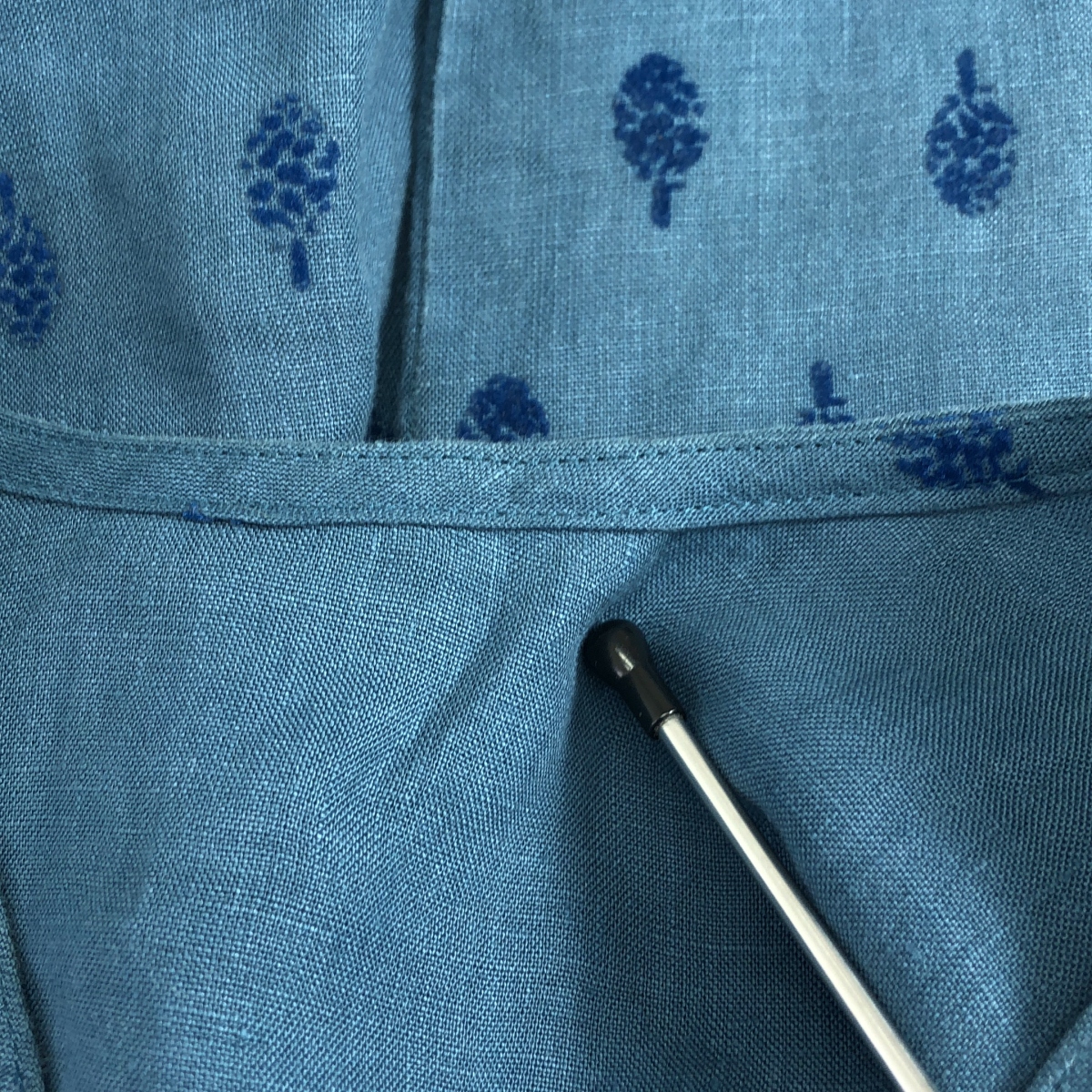 R&D.M.Co / オールドマンズテーラー リネン 総柄 Vネック ギャザー プルオーバーワンピース