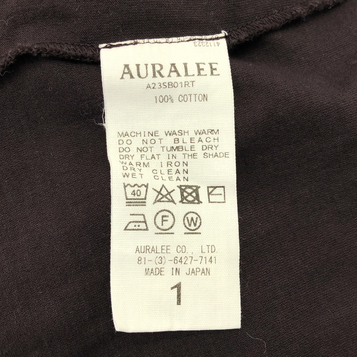 AURALEE / オーラリー ORGANIC COTTON HIGH GAUGE JERSEY BOAT NECK L/S TEE ボートネック クロップド Tシャツ