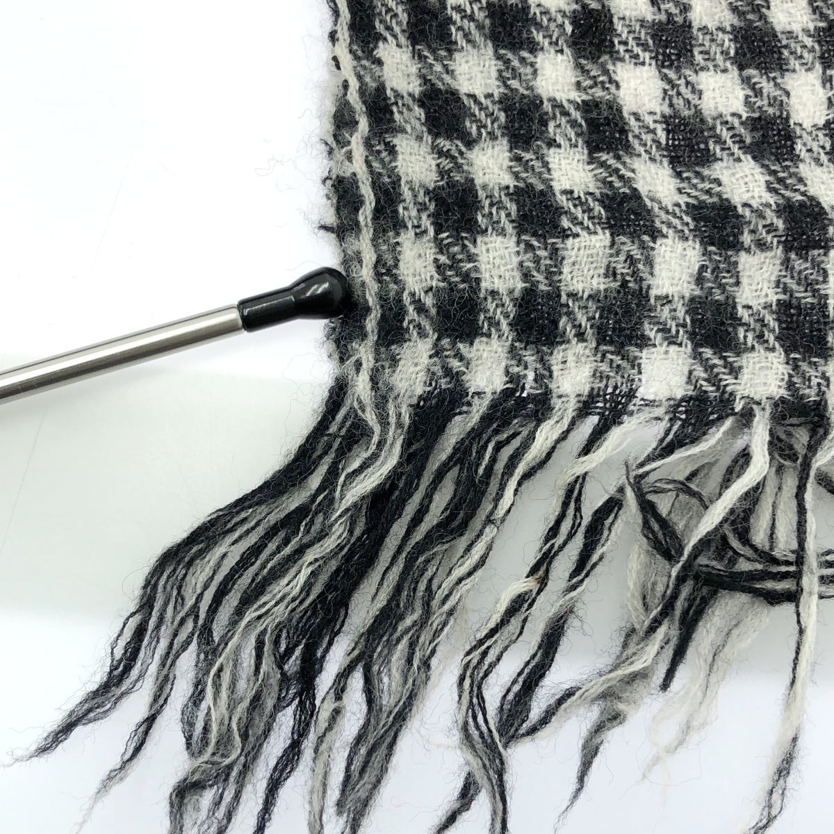 Y's / ワイズヨウジヤマモト ウール エンブロイダリーワンポイントロゴ フリンジ 大判 ストール マフラー